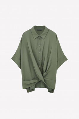 Блуза с длинной спинкой, хаки арт.4033