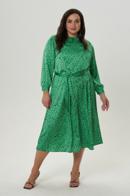 Зеленое платье из креш-атласа арт.3498