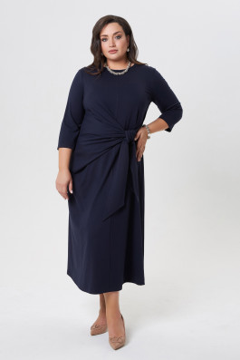 Трикотажное платье с узлом синее арт.3563