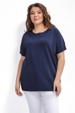 Вязаный тёмно-синий джемпер из вискозы арт.3629