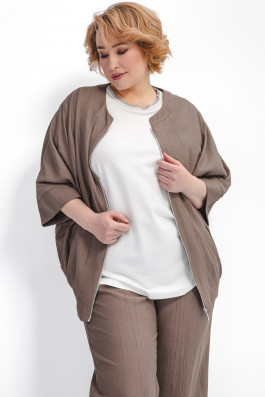 Жакет на молнии коричневый арт.3633