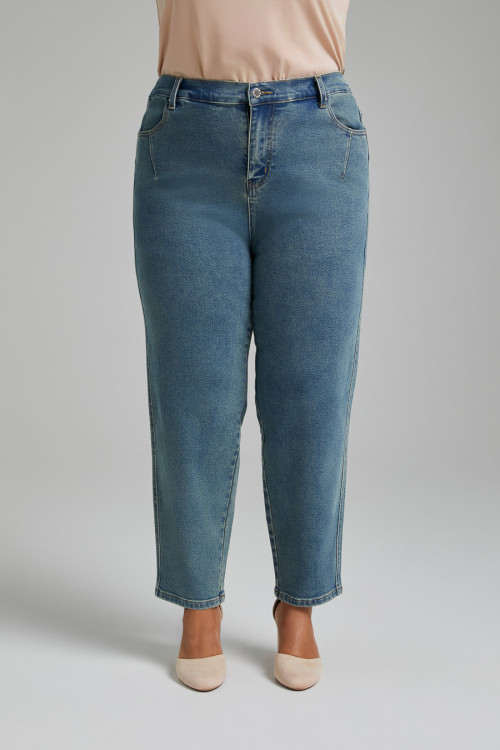 Джинсы голубые зауженные MOMS арт.4038