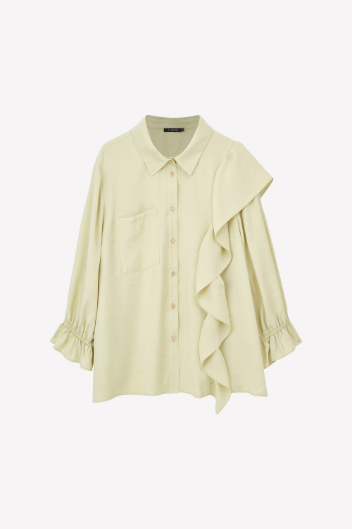 Блуза хлопковая с объемным декором на плече