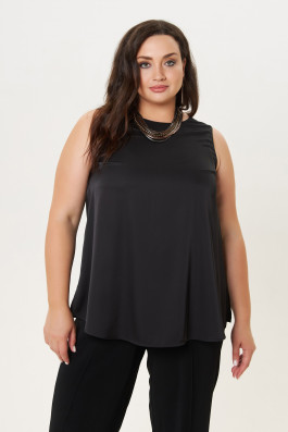 Черный шелковистый топ арт.3559