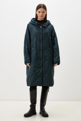 Полупальто изумрудное удлиненное  арт.3870