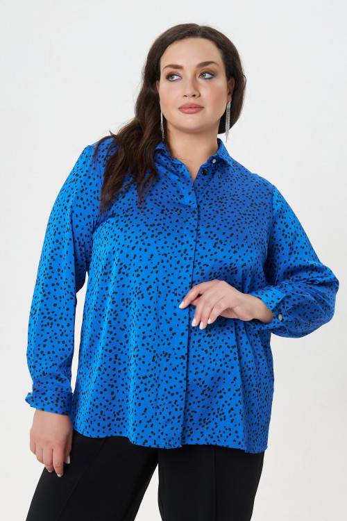 Блузка из креш-атласа арт.3500 синий