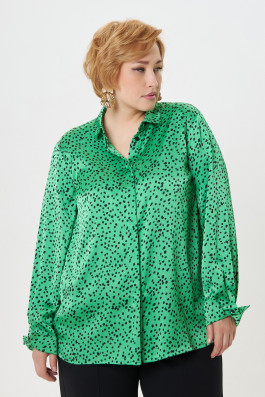 Блузка из креш-атласа арт.3500 зеленая