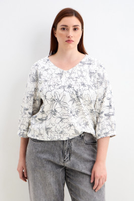 Свитшот молочный с синим принтом арт.4312