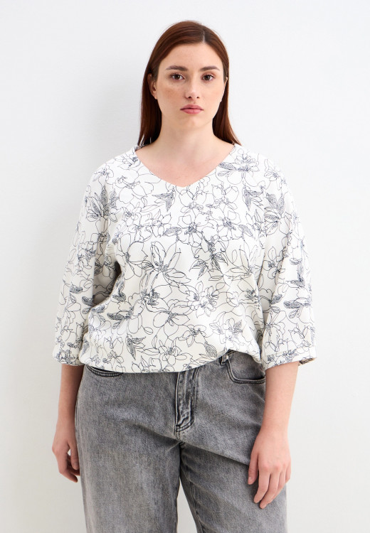 Свитшот молочный с синим принтом арт.4312