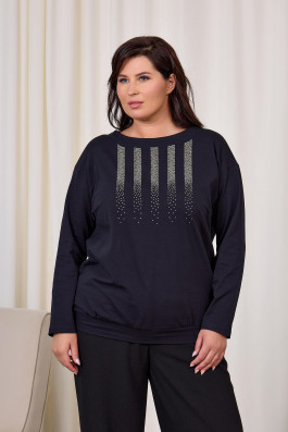 Свитшот со стразами арт.4331 синий