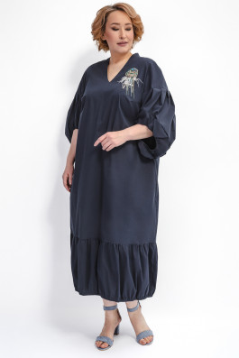 Темно-синее платье с воланами арт.3733