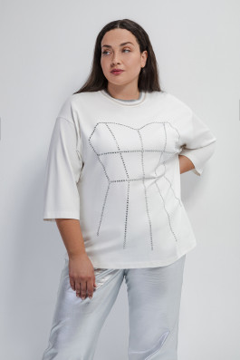 Футболка белая со стразами арт.3877