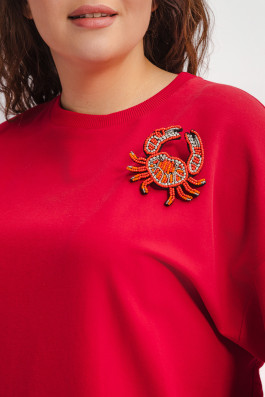 Брошь КРАБ красный