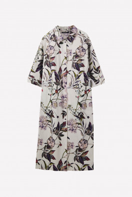 Платье хлопковое с воротом и кулиской на поясе арт.4082