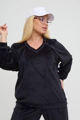 Бархатный джемпер с V-образным вырезом арт.4349