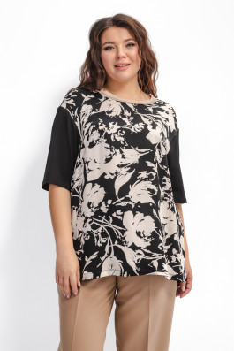 Блуза из вискозы с трикотажными рукавами арт.3612