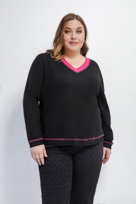 Джемпер черный с V-образным вырезом арт. 3822