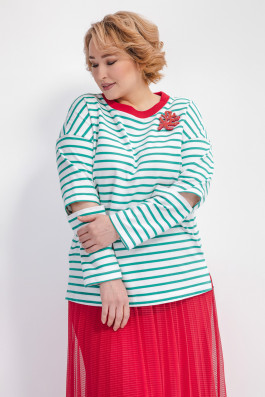 Лонгслив в зеленую полоску арт.3701