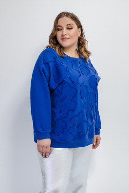 Свитшот синий с объемным декором арт.3895