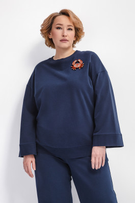 Темно-синий свитшот с широкими рукавами арт.3721