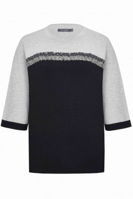 Джемпер с пайетками серо-черный арт.3432