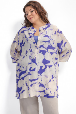 Блузка-двойка с принтом ЦВЕТЫ арт.3625