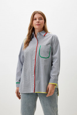 Рубашка c контрастной отделкой в клетку арт.3753