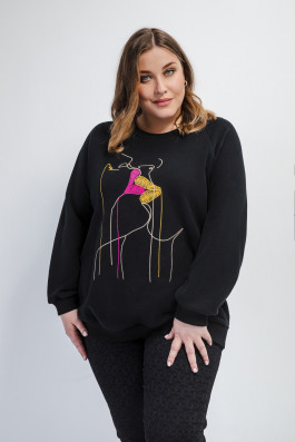 Свитшот с вышивкой черный арт.3953