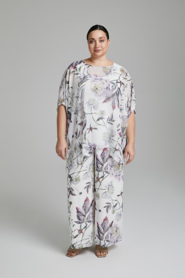 Брюки с нежным принтом ПИОНЫ арт.4095