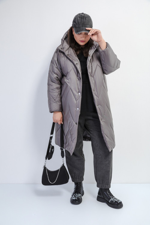 Куртка удлиненная стеганая серая арт.3870