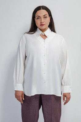 Блузка белая с отстегивающимся воротом арт.3833