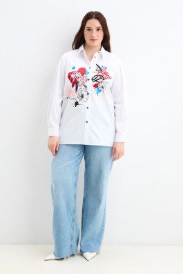 Рубашка белая с принтом арт.4007