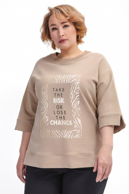 Плотная бежевая футболка Оверсайз арт.3700