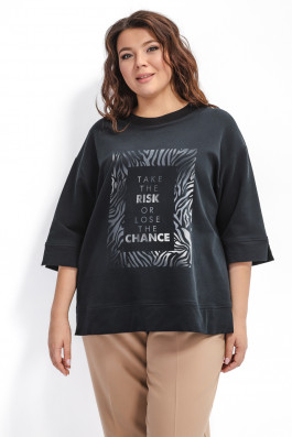 Плотная черная футболка Оверсайз арт.3700