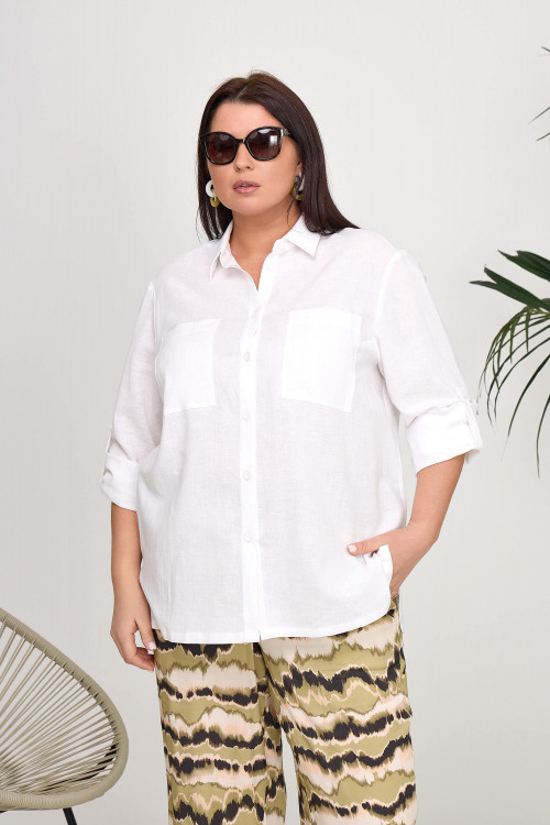 Белая льняная рубашка арт.4164