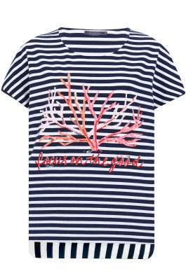 Полосатая футболка с принтом арт.3731