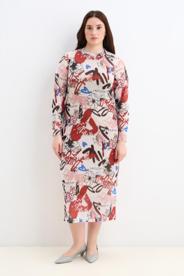 Платье из сетки с принтом на подкладке арт.4018