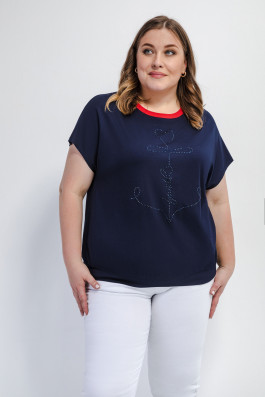 Футболка с круглым вырезом со стразами арт.3739