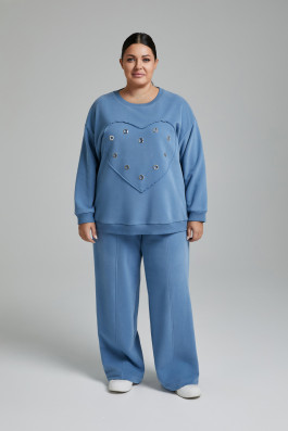 Брюки прямые голубой деним из футера арт.4025